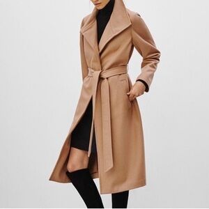 BABATON Long Wool Belted Coat Jacket Camel Tan Brown XS Aritzia
